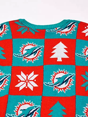 NFL MIAMI DOLPHINS PATCHES Ugly Sweater, X-Large