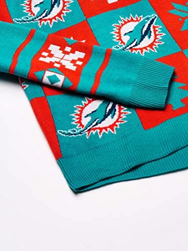 NFL MIAMI DOLPHINS PATCHES Ugly Sweater, X-Large